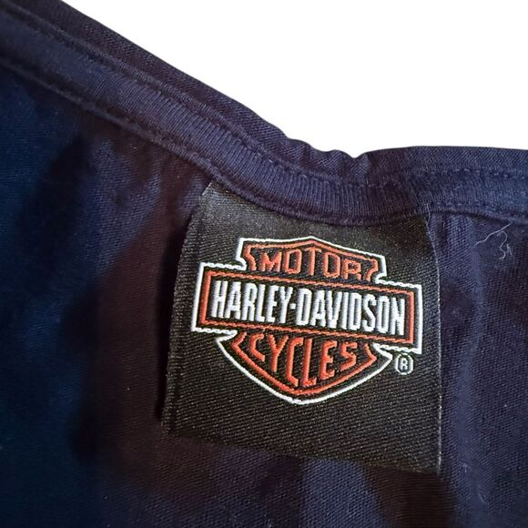 Harley Davidson Size S Live To Ride Rhinestone Bedazzled Tee Black AOP Bling - Picture 4 of 9